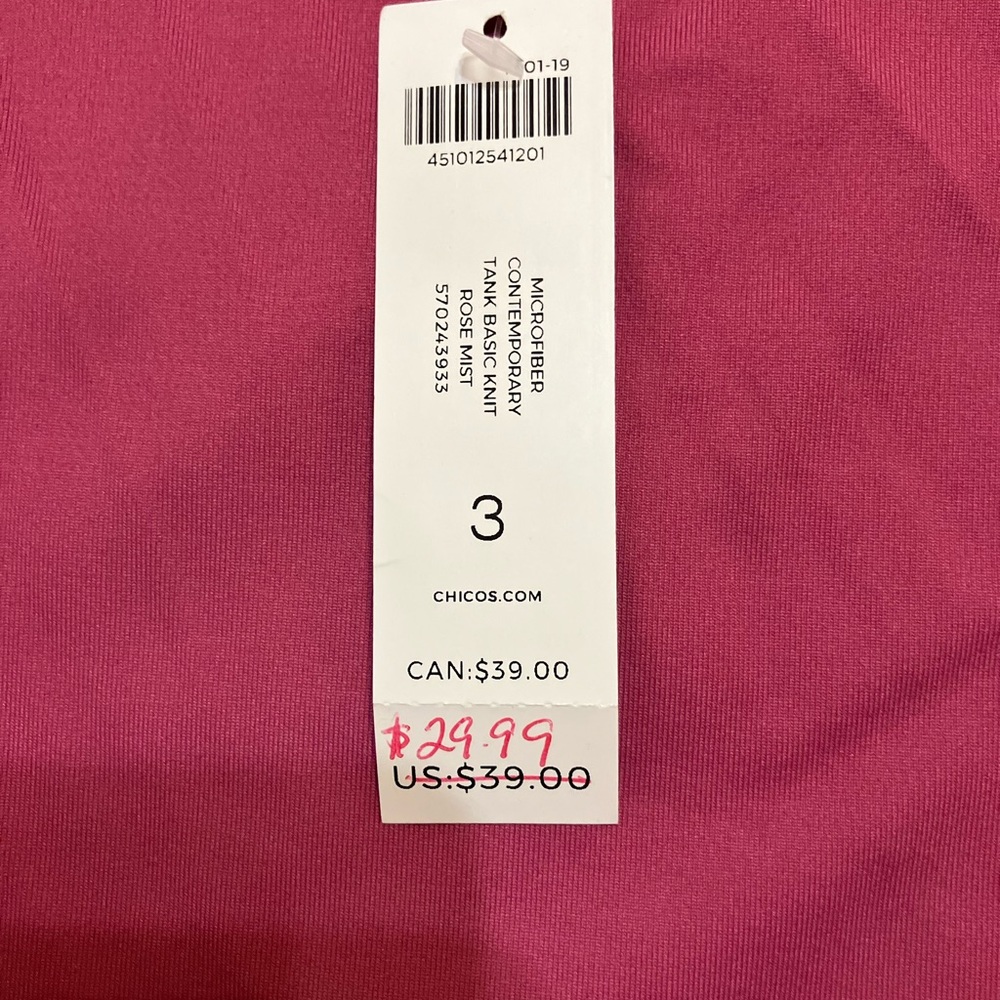 Chico's Vibrant Pink Tank Top NWT - Picture 3 of 4
